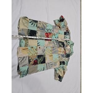 Banana Cabana Mens Silk Shirt Medium Tropical Patchwork